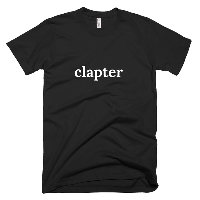 T-shirt with 'clapter' text on the front