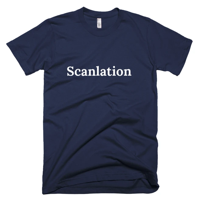 T-shirt with 'Scanlation' text on the front