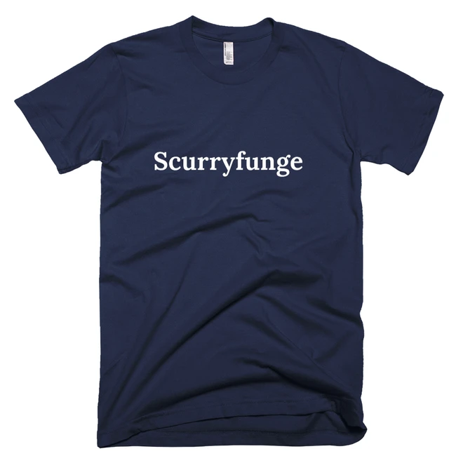 T-shirt with 'Scurryfunge' text on the front