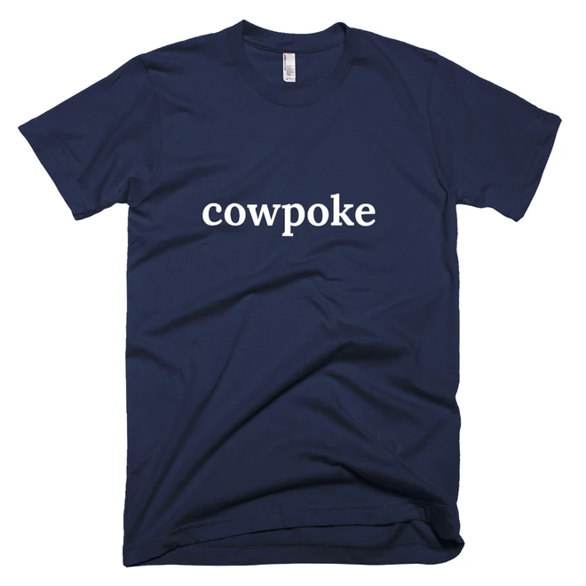 T-shirt with 'cowpoke' text on the front