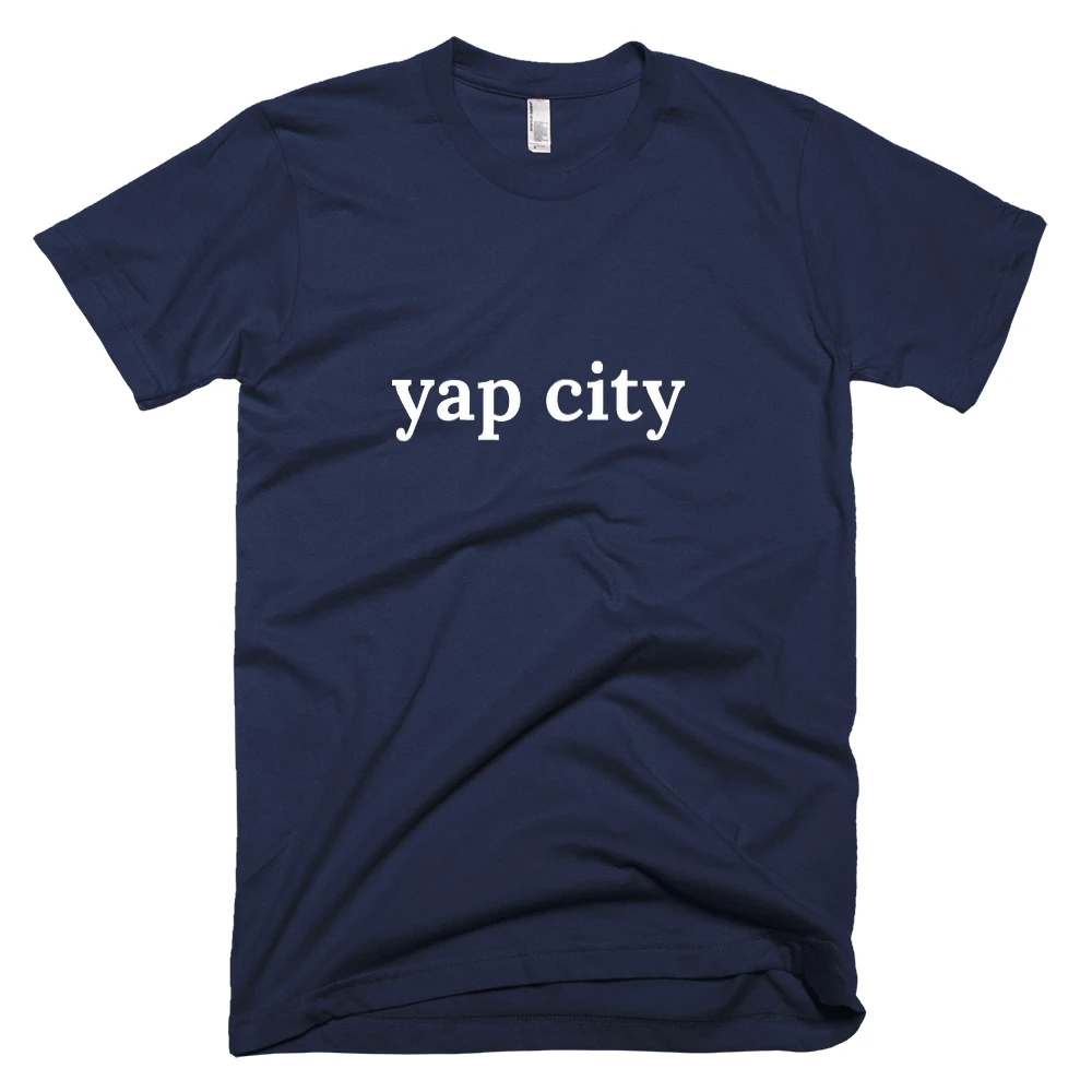 T-shirt with 'yap city' text on the front