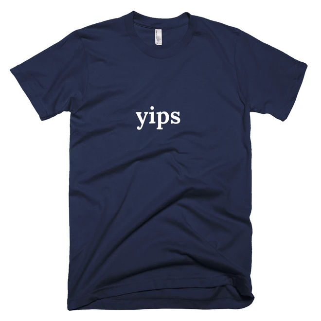 T-shirt with 'yips' text on the front