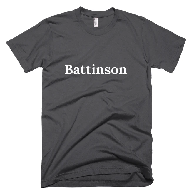 T-shirt with 'Battinson' text on the front