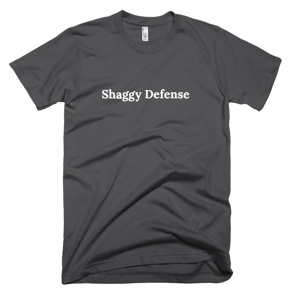 T-shirt with 'Shaggy Defense' text on the front