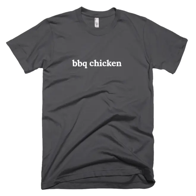 T-shirt with 'bbq chicken' text on the front