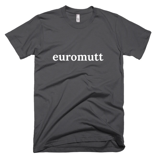 T-shirt with 'euromutt' text on the front