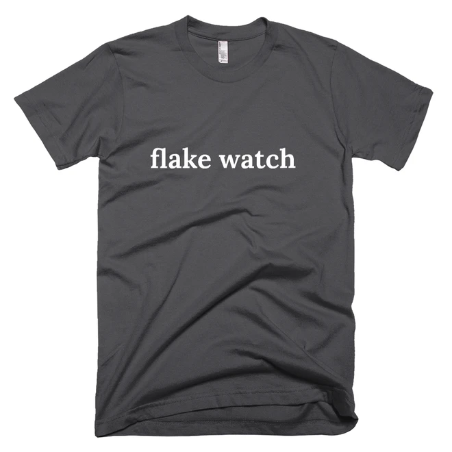 T-shirt with 'flake watch' text on the front