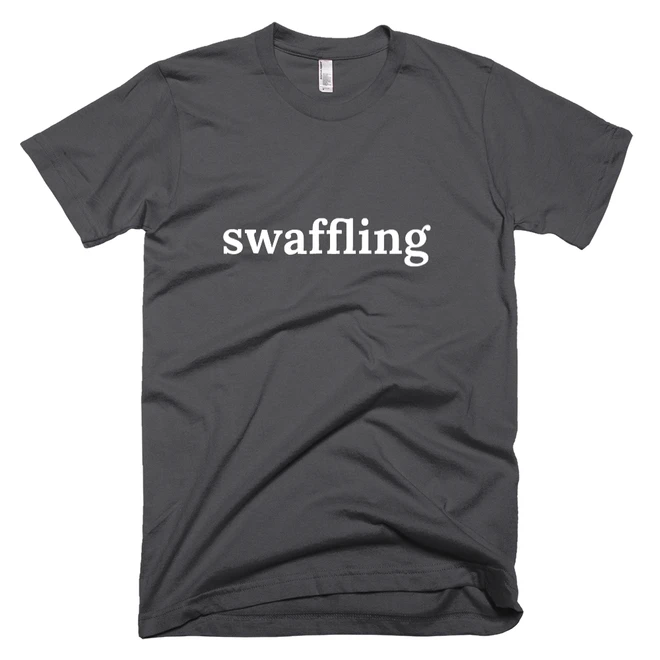 T-shirt with 'swaffling' text on the front