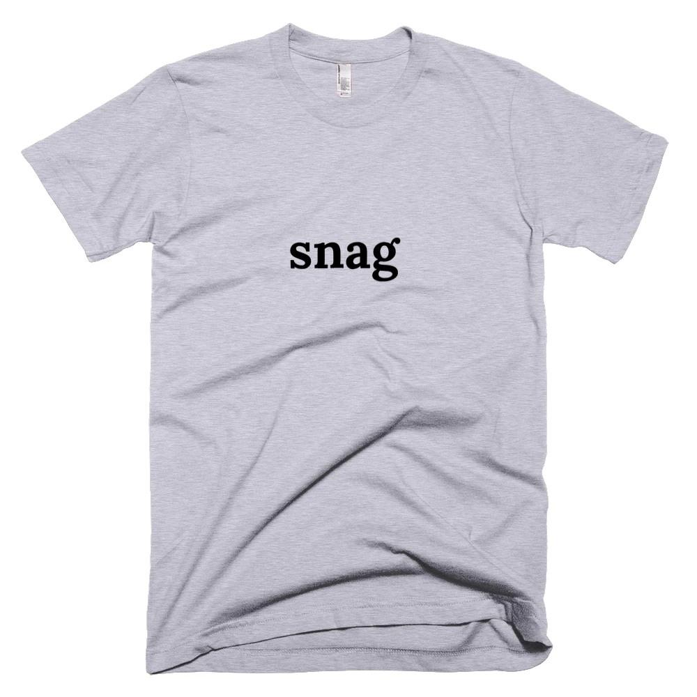 T-shirt with 'snag' text on the front