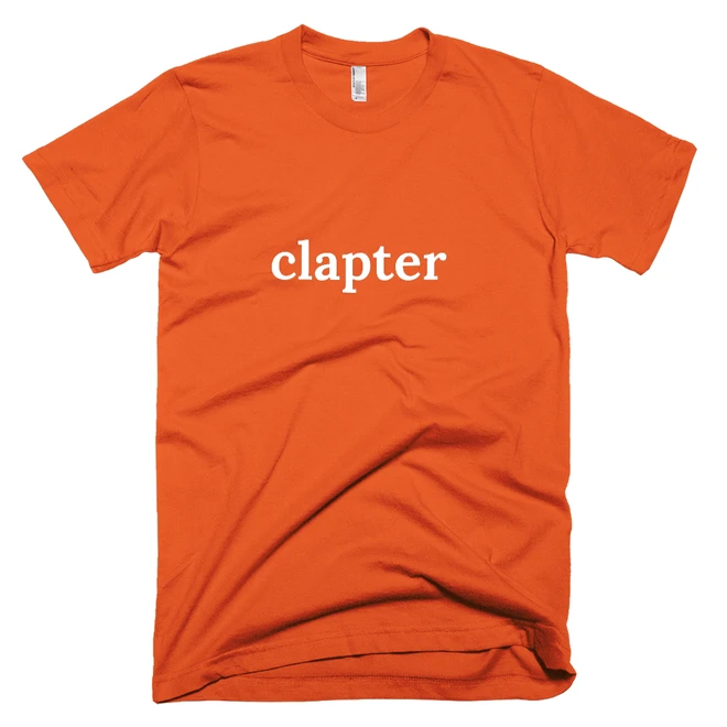 T-shirt with 'clapter' text on the front