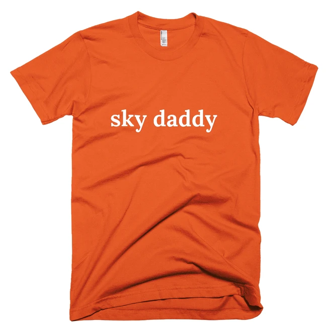 T-shirt with 'sky daddy' text on the front