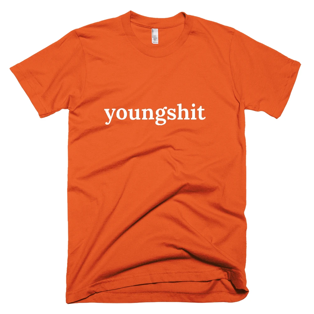 T-shirt with 'youngshit' text on the front