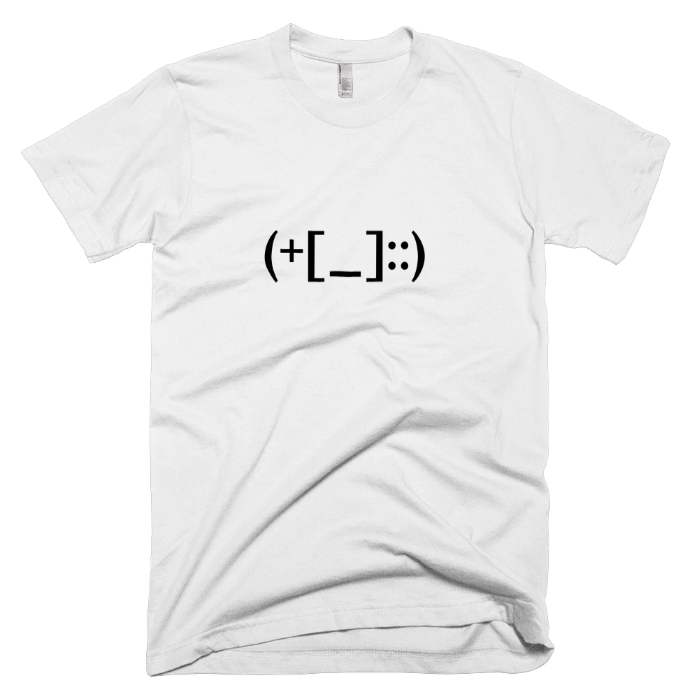 T-shirt with '(+[_]::)' text on the front