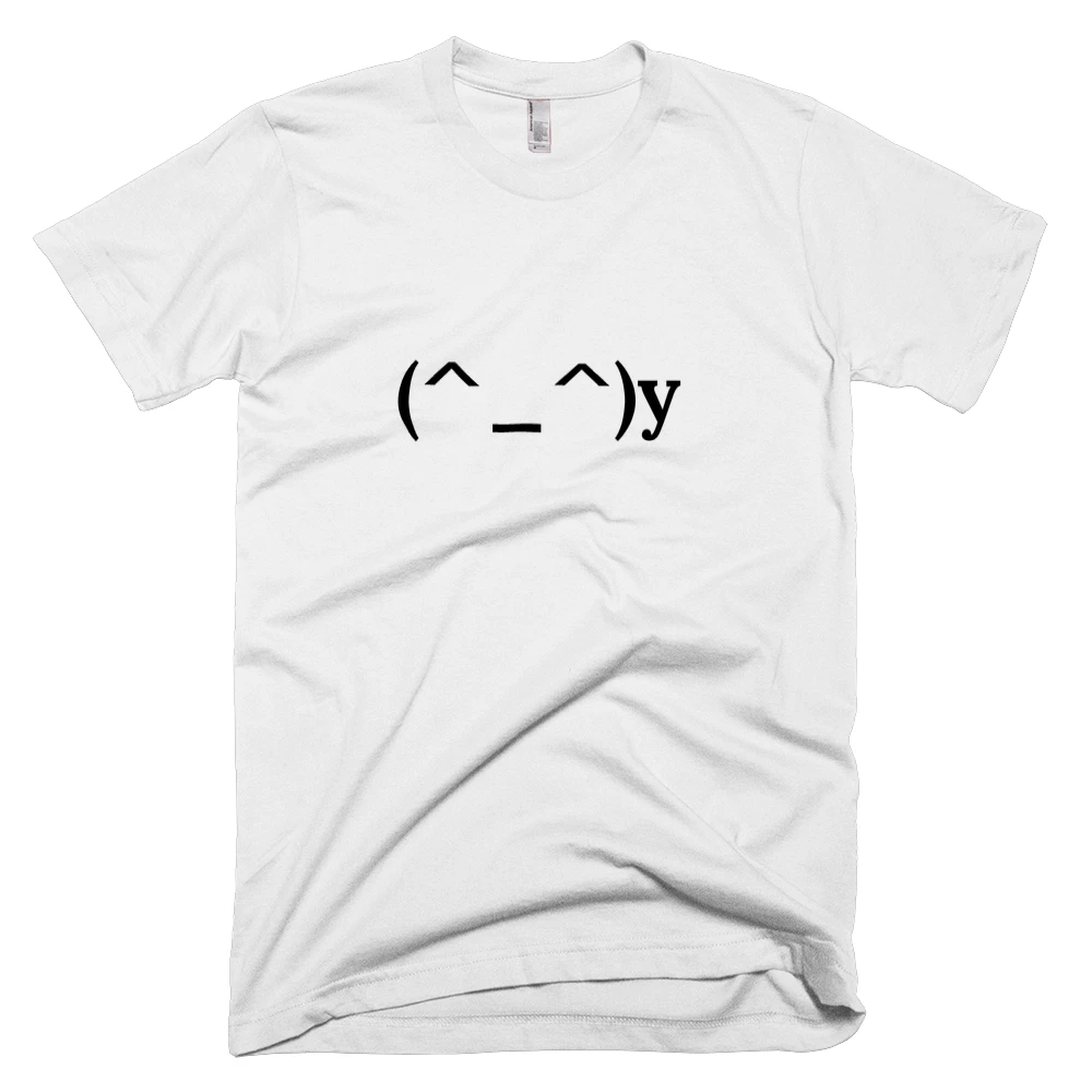 T-shirt with '(^_^)y' text on the front