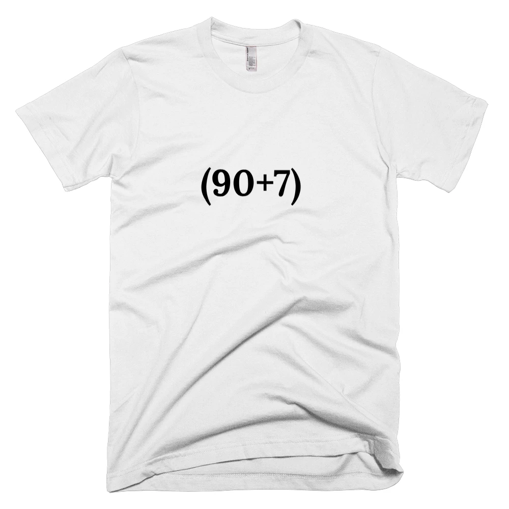 T-shirt with '(90+7)' text on the front