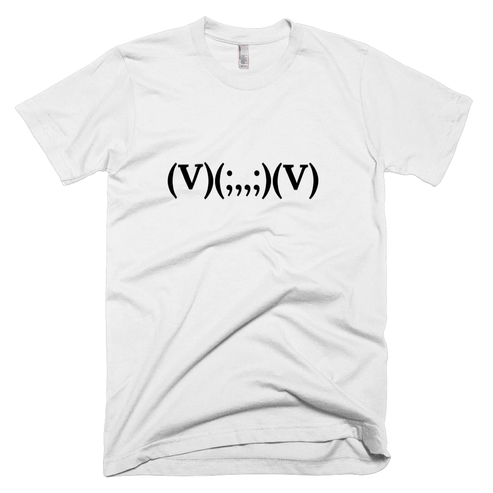 T-shirt with '(V)(;,,;)(V)' text on the front