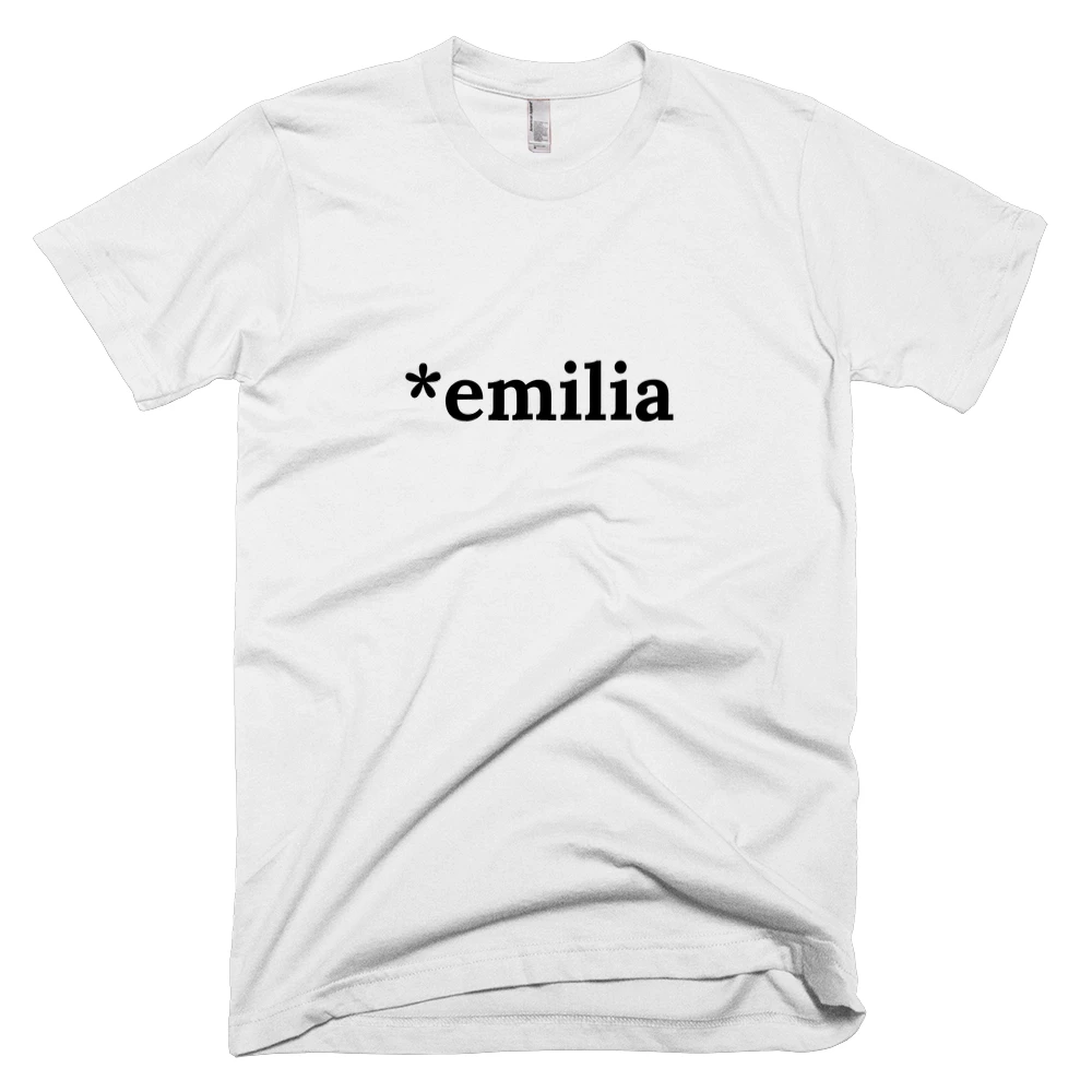 T-shirt with '*emilia' text on the front