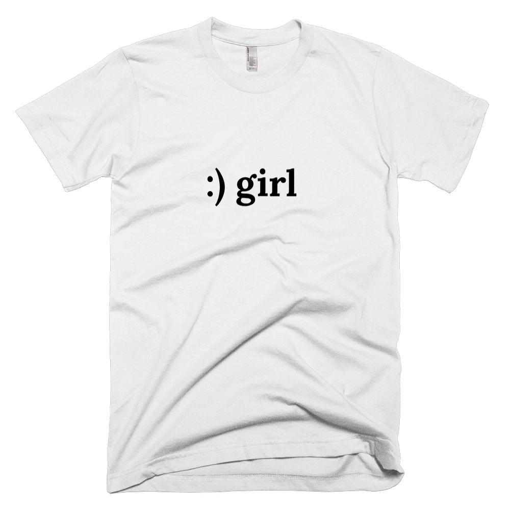 T-shirt with ':) girl' text on the front