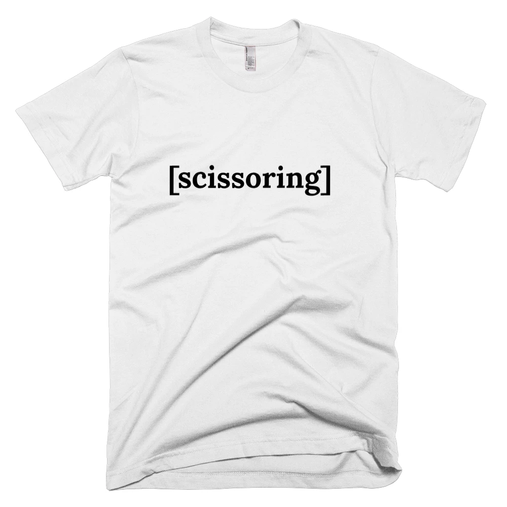 T-shirt with '[scissoring]' text on the front