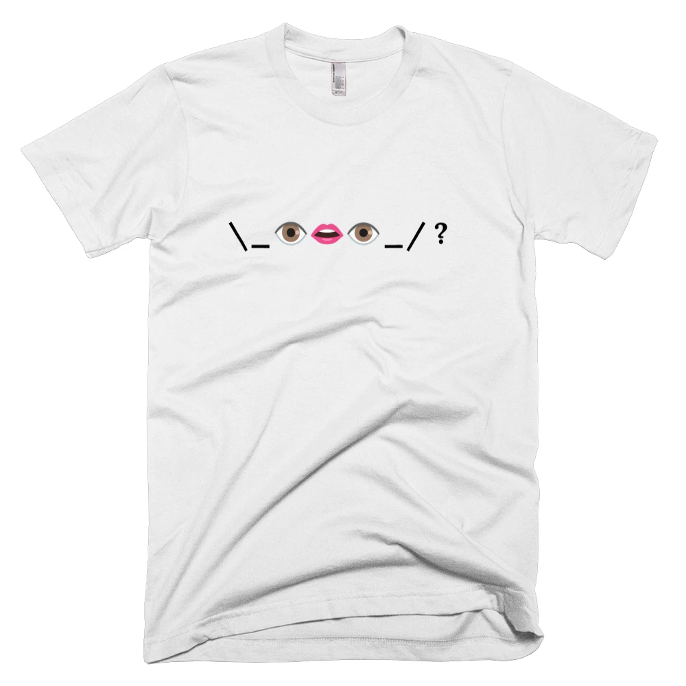 T-shirt with '\_👁️👄👁️_/ ?' text on the front
