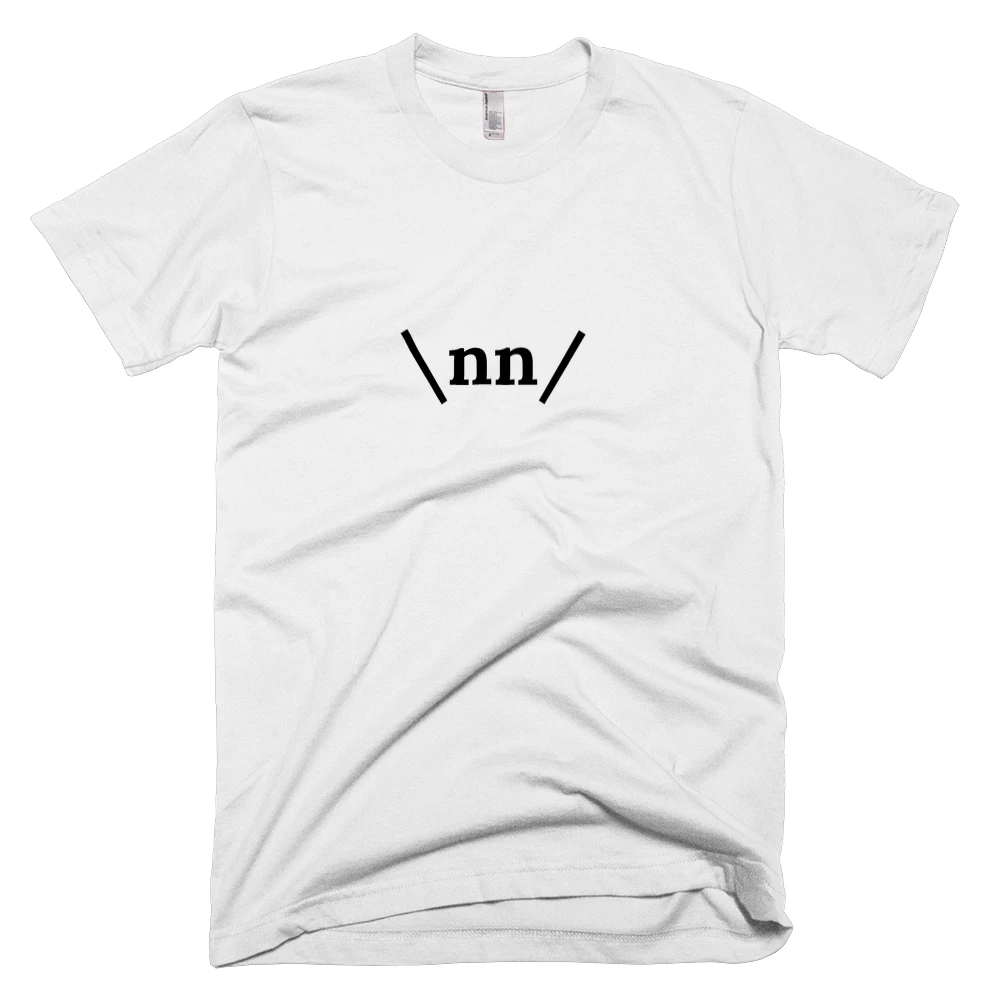 T-shirt with '\nn/' text on the front