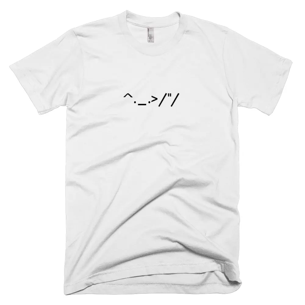 T-shirt with '^._.>/"/' text on the front