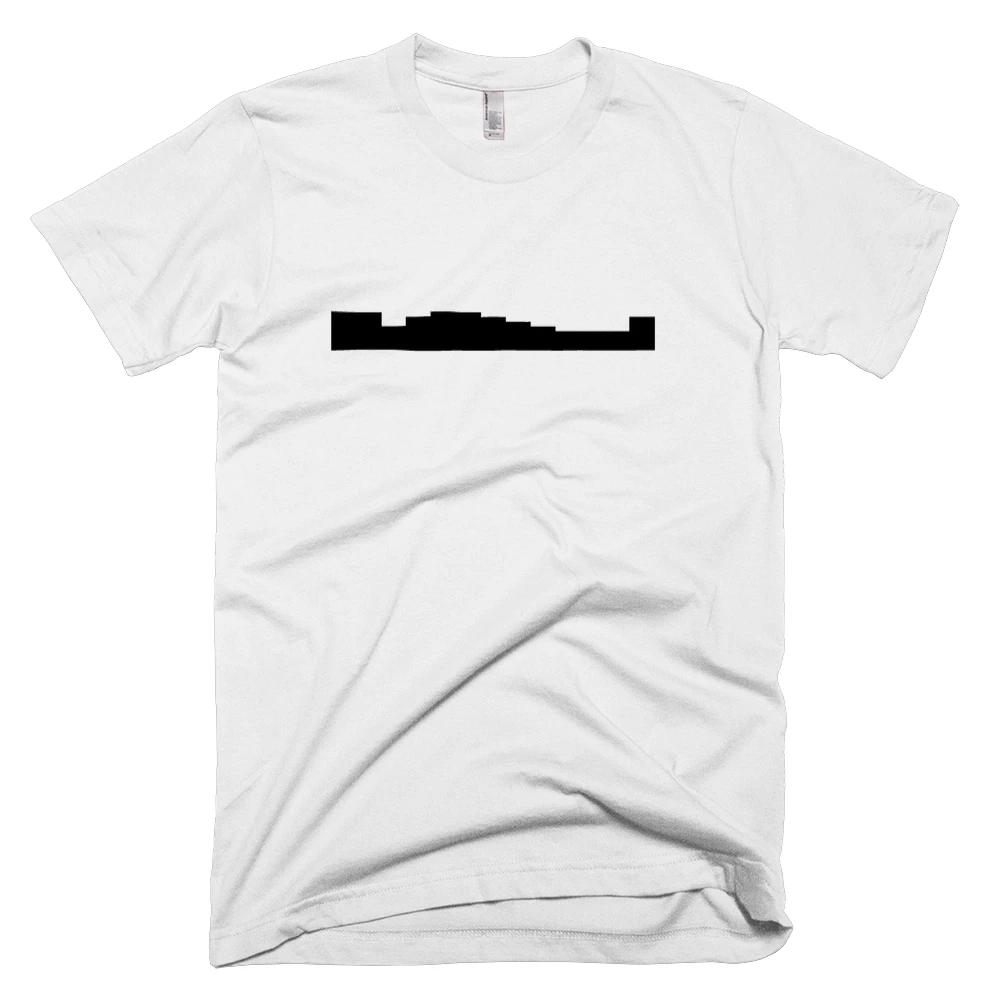 T-shirt with '██▅▇██▇▆▅▄▄▄▇' text on the front