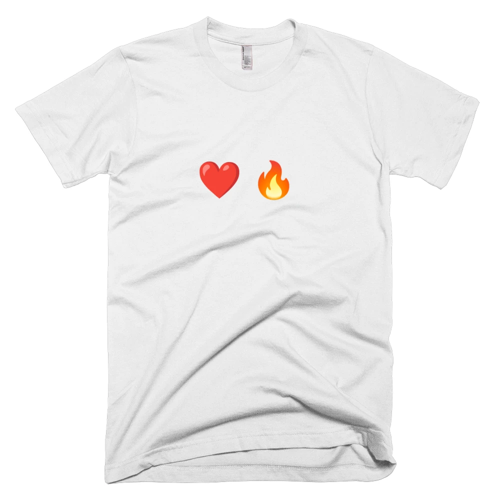 T-shirt with '❤️ 🔥' text on the front