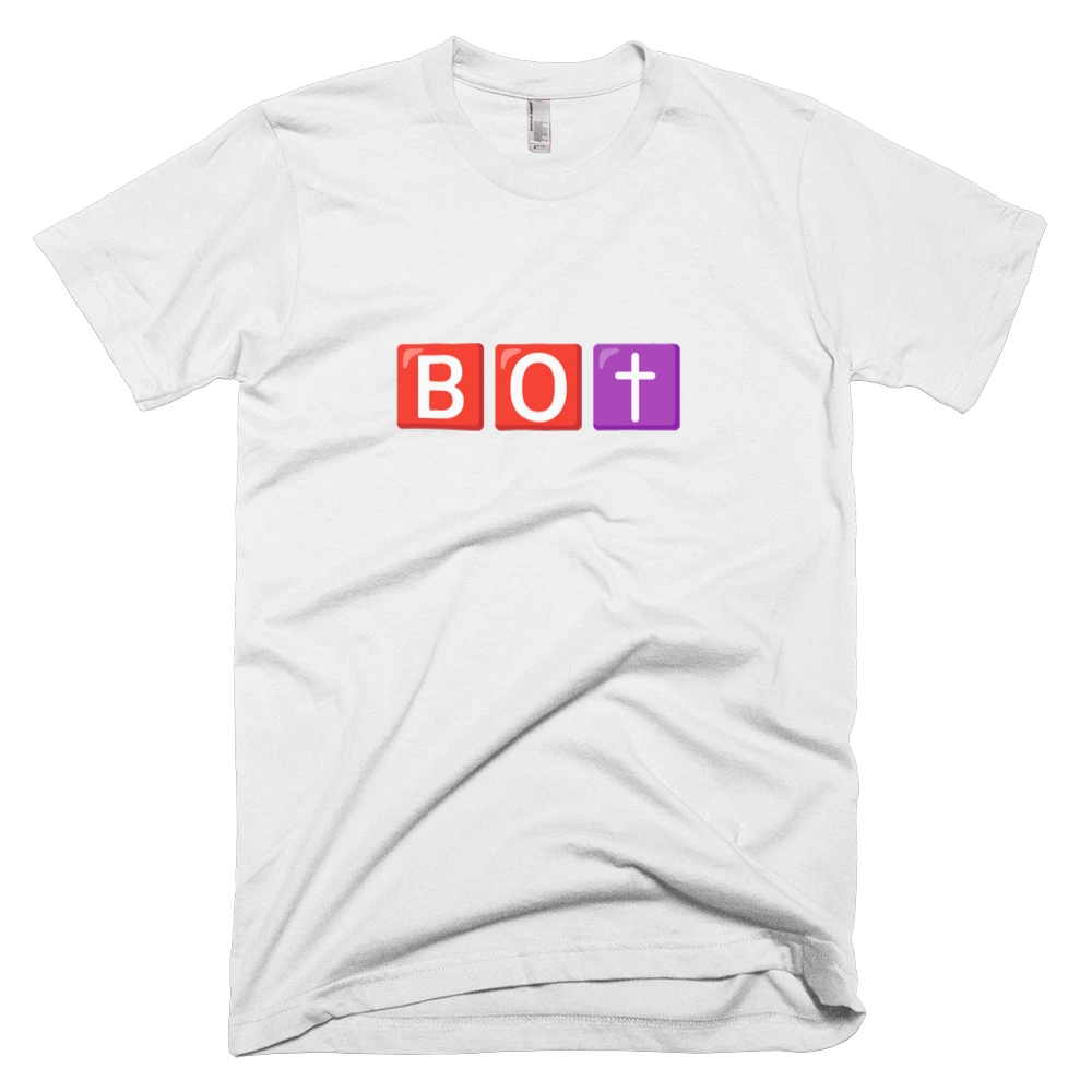 T-shirt with '🅱️🅾️✝️' text on the front