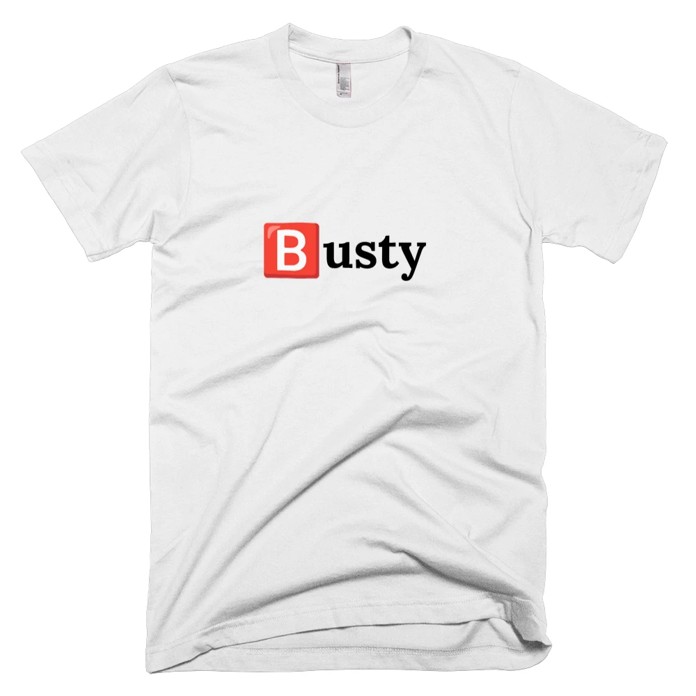 T-shirt with '🅱️usty' text on the front