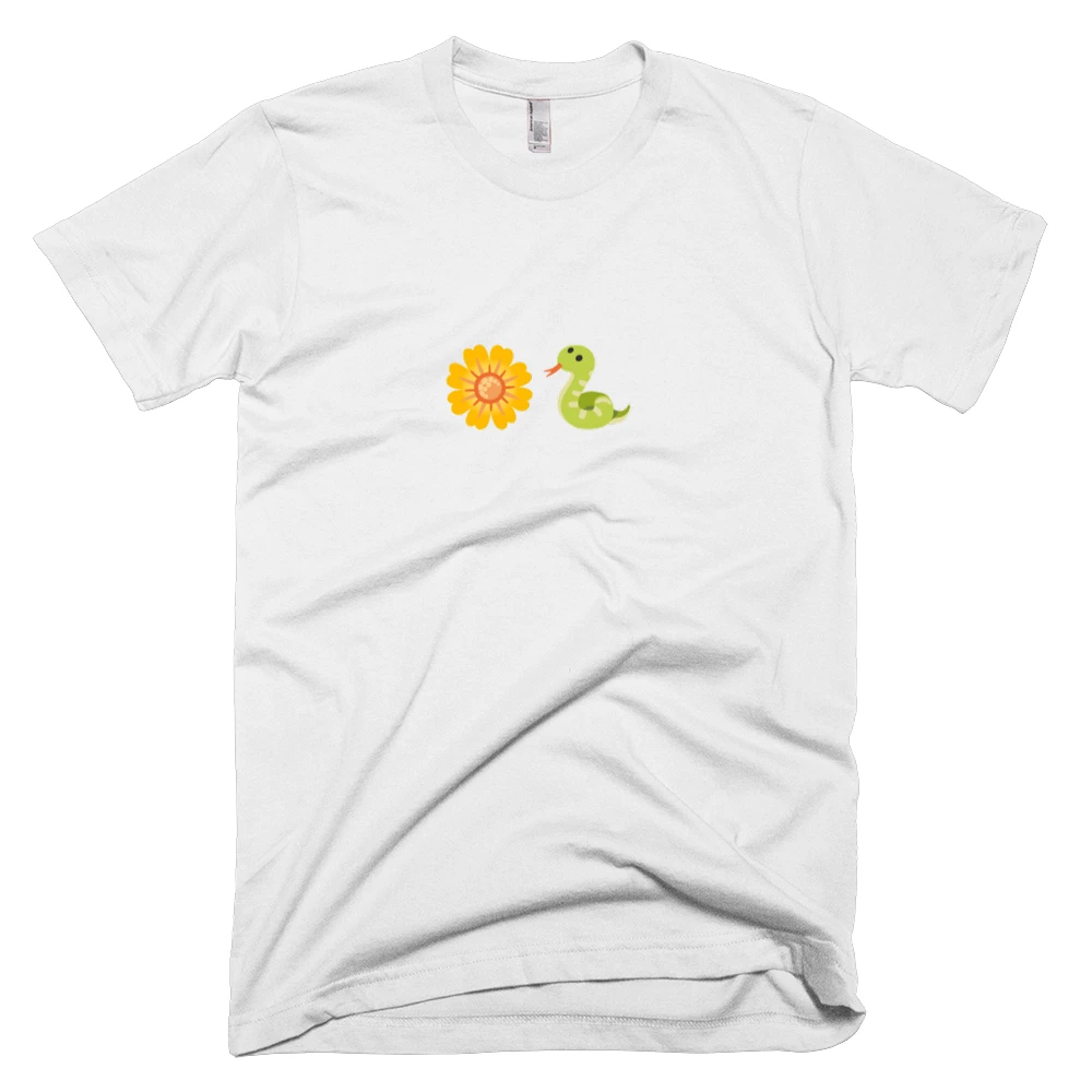 T-shirt with '🌼🐍' text on the front