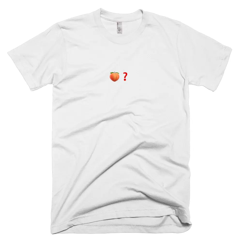 T-shirt with '🍑❓' text on the front