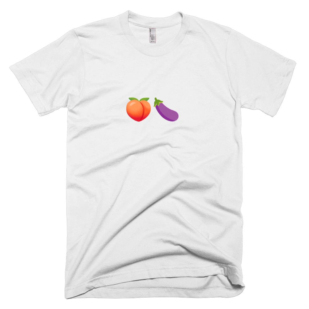 T-shirt with '🍑🍆' text on the front