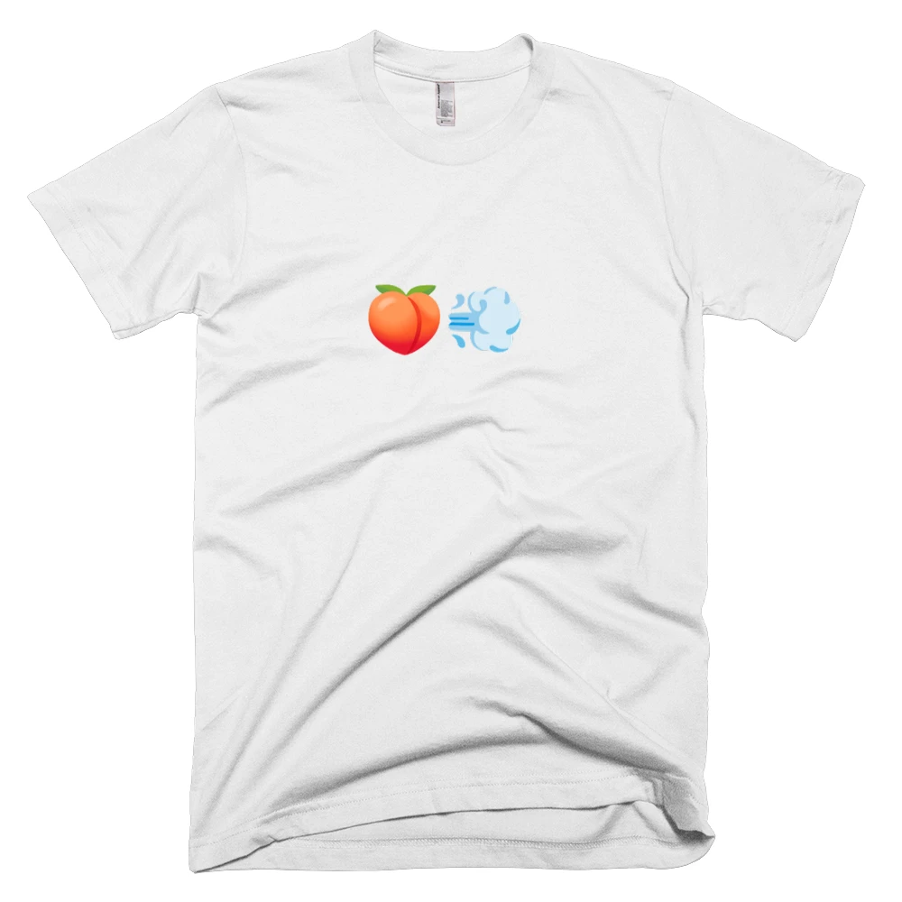 T-shirt with '🍑💨' text on the front