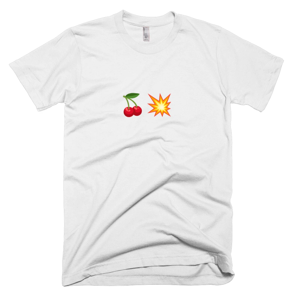 T-shirt with '🍒💥' text on the front