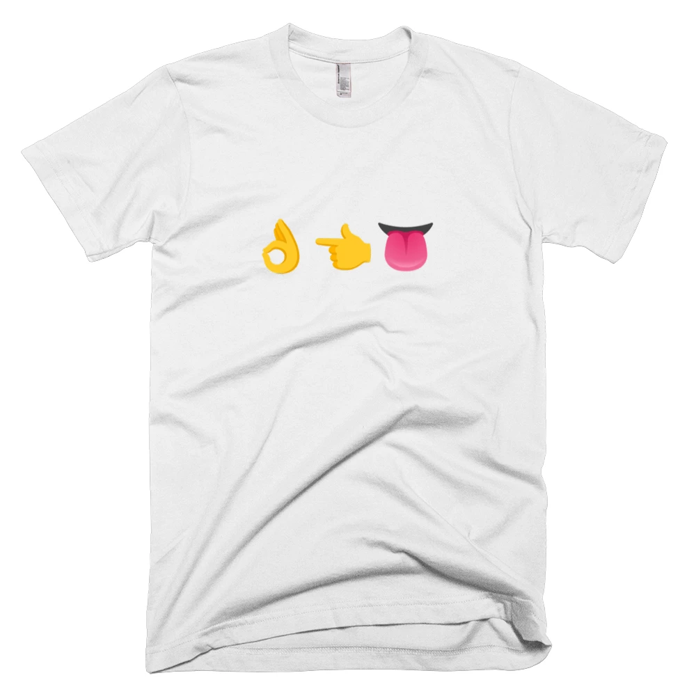 T-shirt with '👌👈👅' text on the front