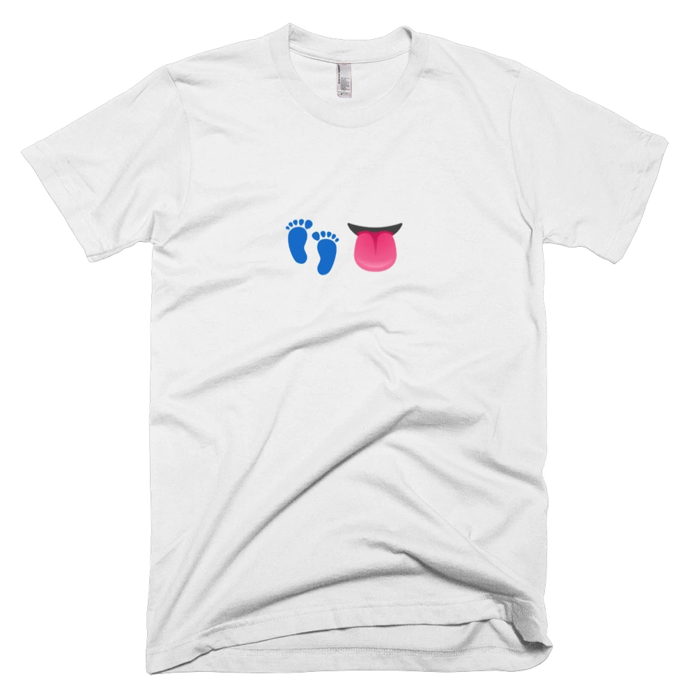 T-shirt with '👣👅' text on the front