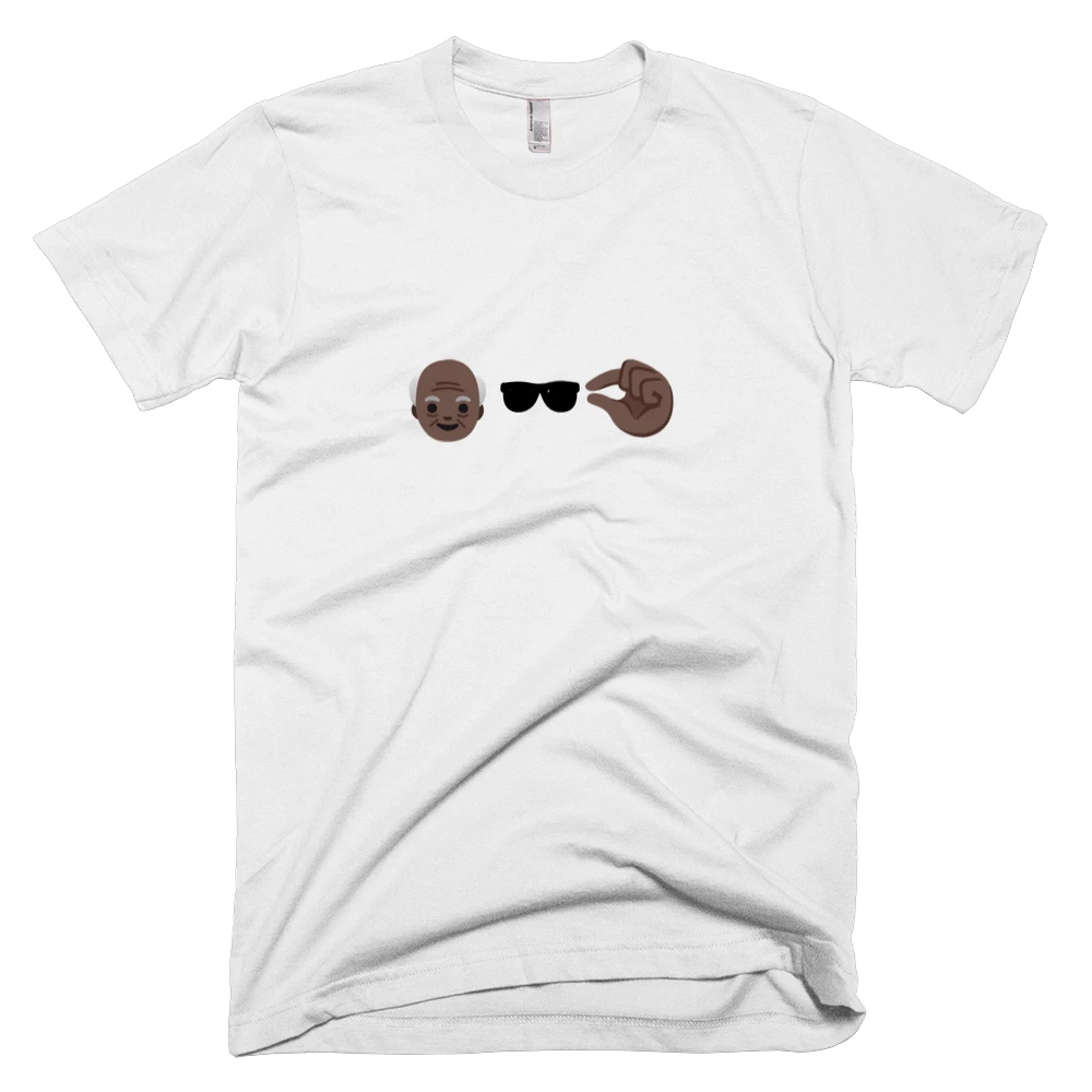 T-shirt with '👴🏿🕶🤏🏿' text on the front