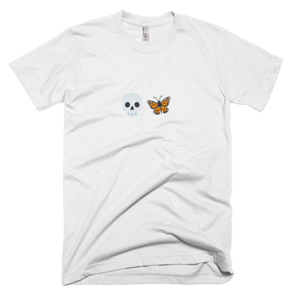 T-shirt with '💀🦋' text on the front