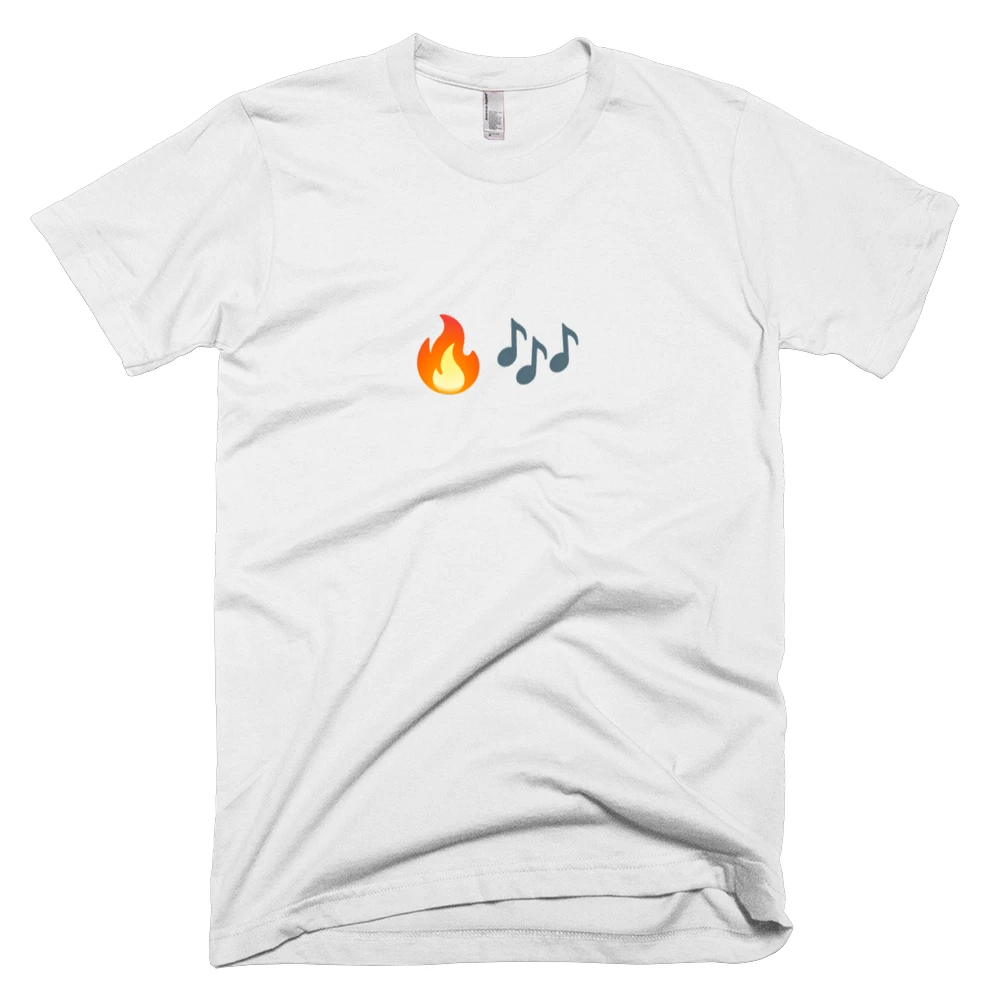 T-shirt with '🔥🎶' text on the front