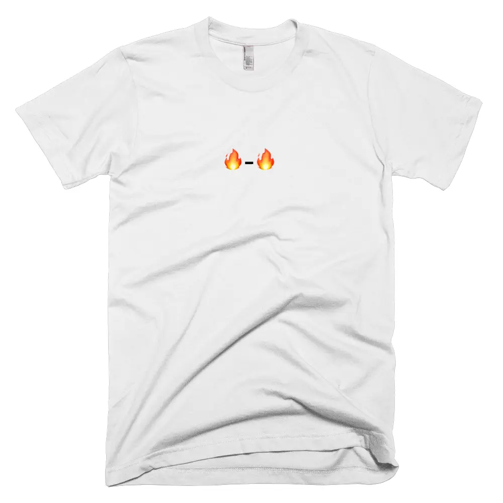 T-shirt with '🔥-🔥' text on the front
