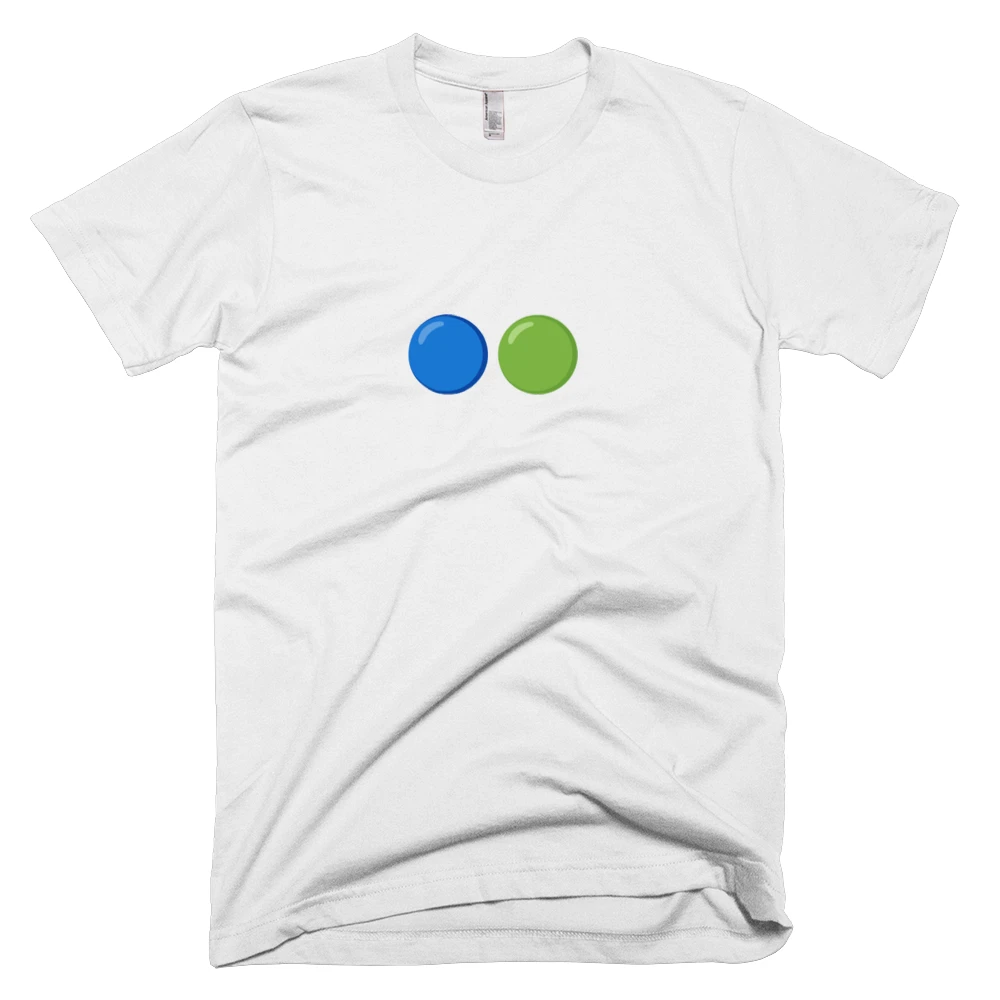 T-shirt with '🔵🟢' text on the front