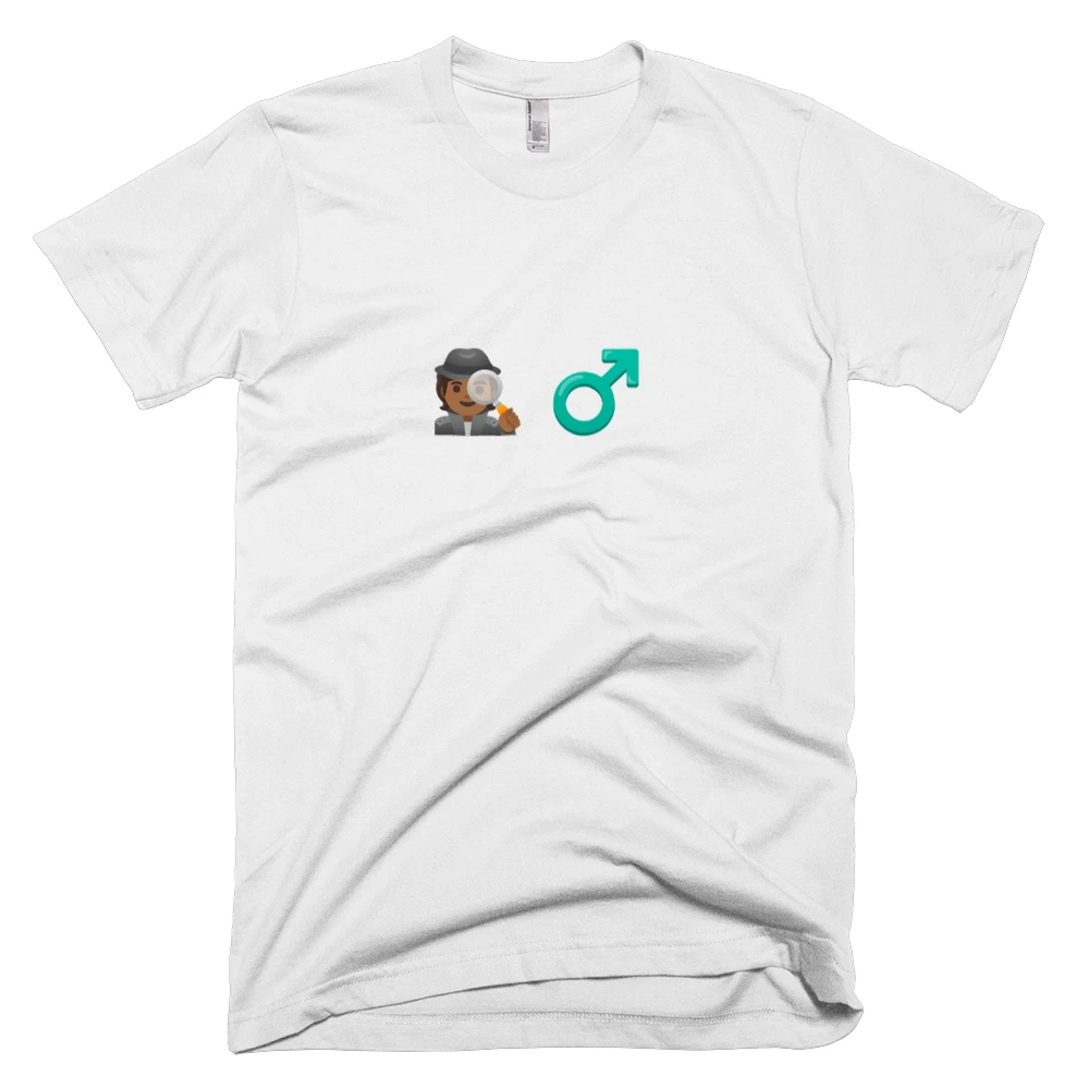 T-shirt with '🕵🏾 ♂️' text on the front