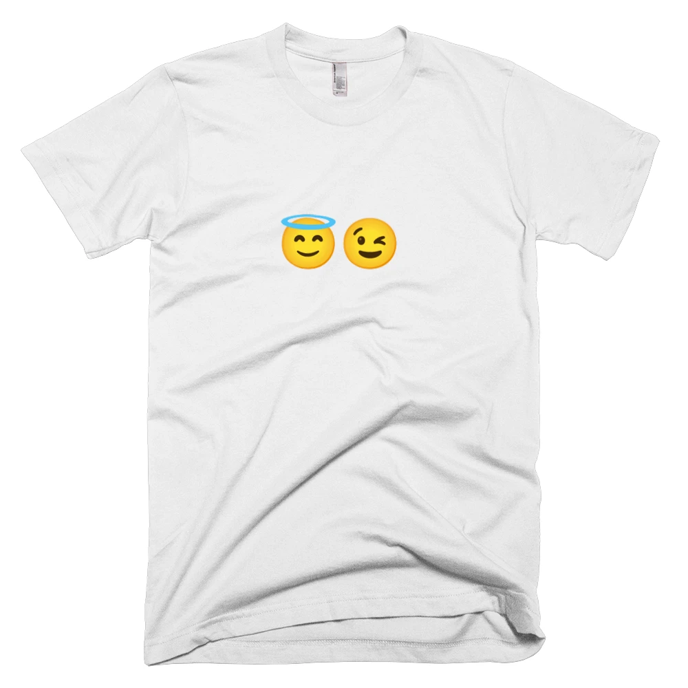 T-shirt with '😇😉' text on the front