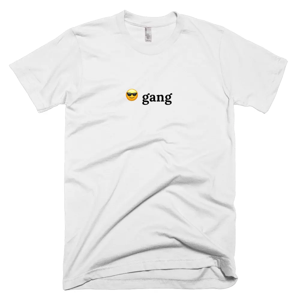 T-shirt with '😎 gang' text on the front