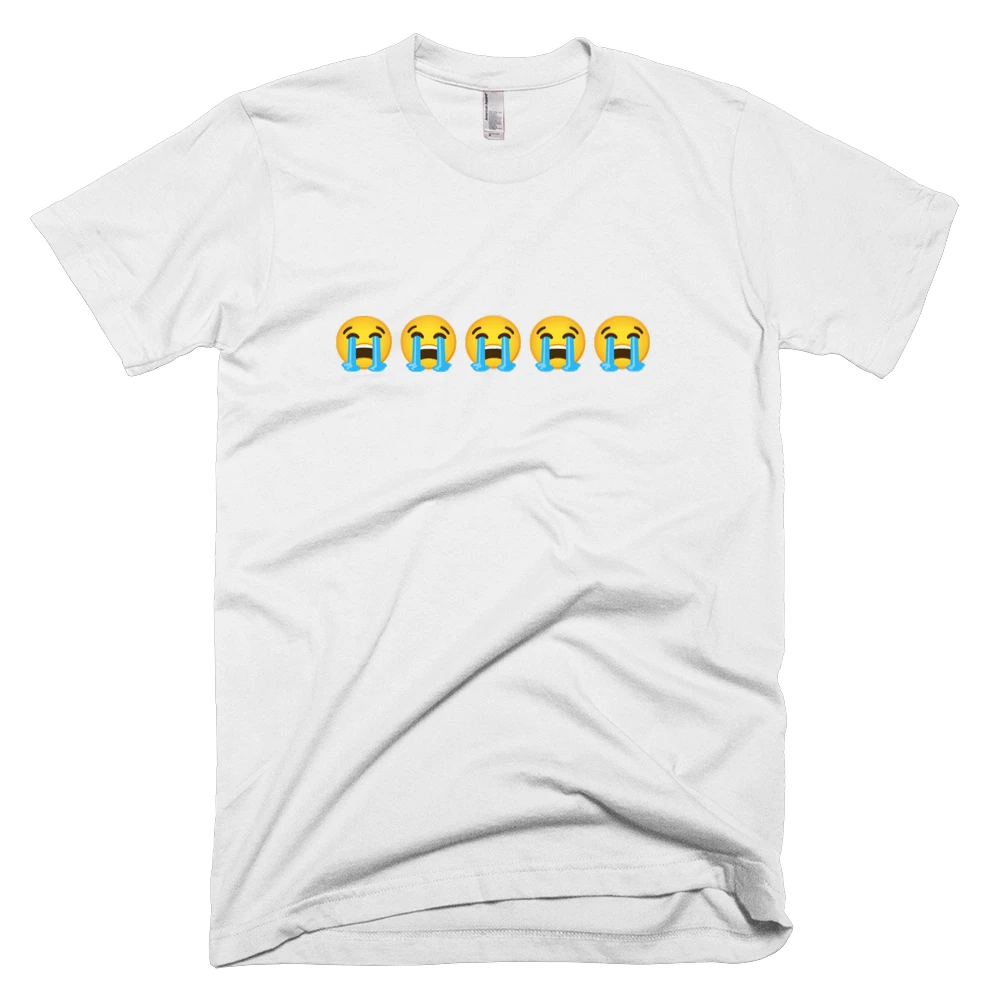 T-shirt with '😭😭😭😭😭' text on the front