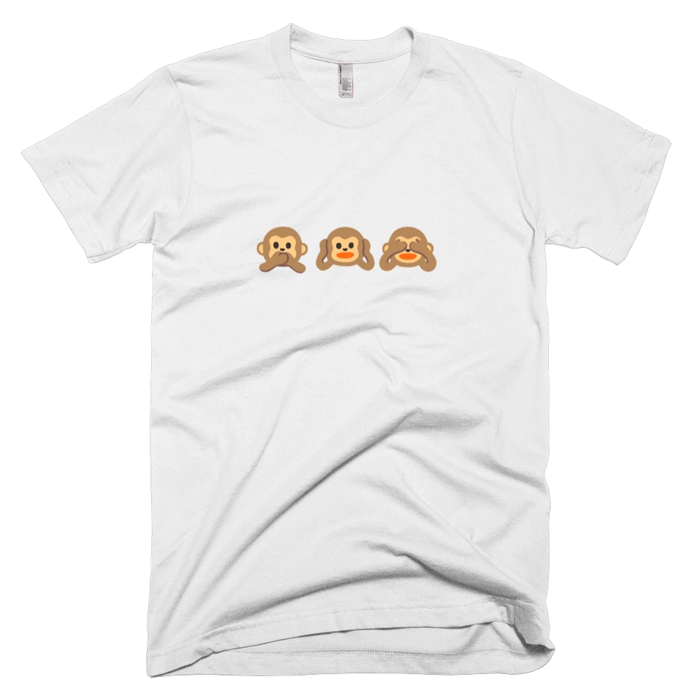 T-shirt with '🙊🙉🙈' text on the front