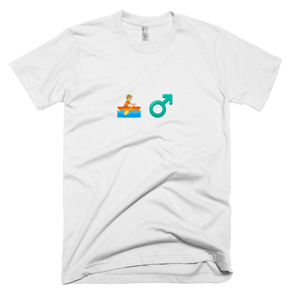 T-shirt with '🚣🏼 ♂️' text on the front