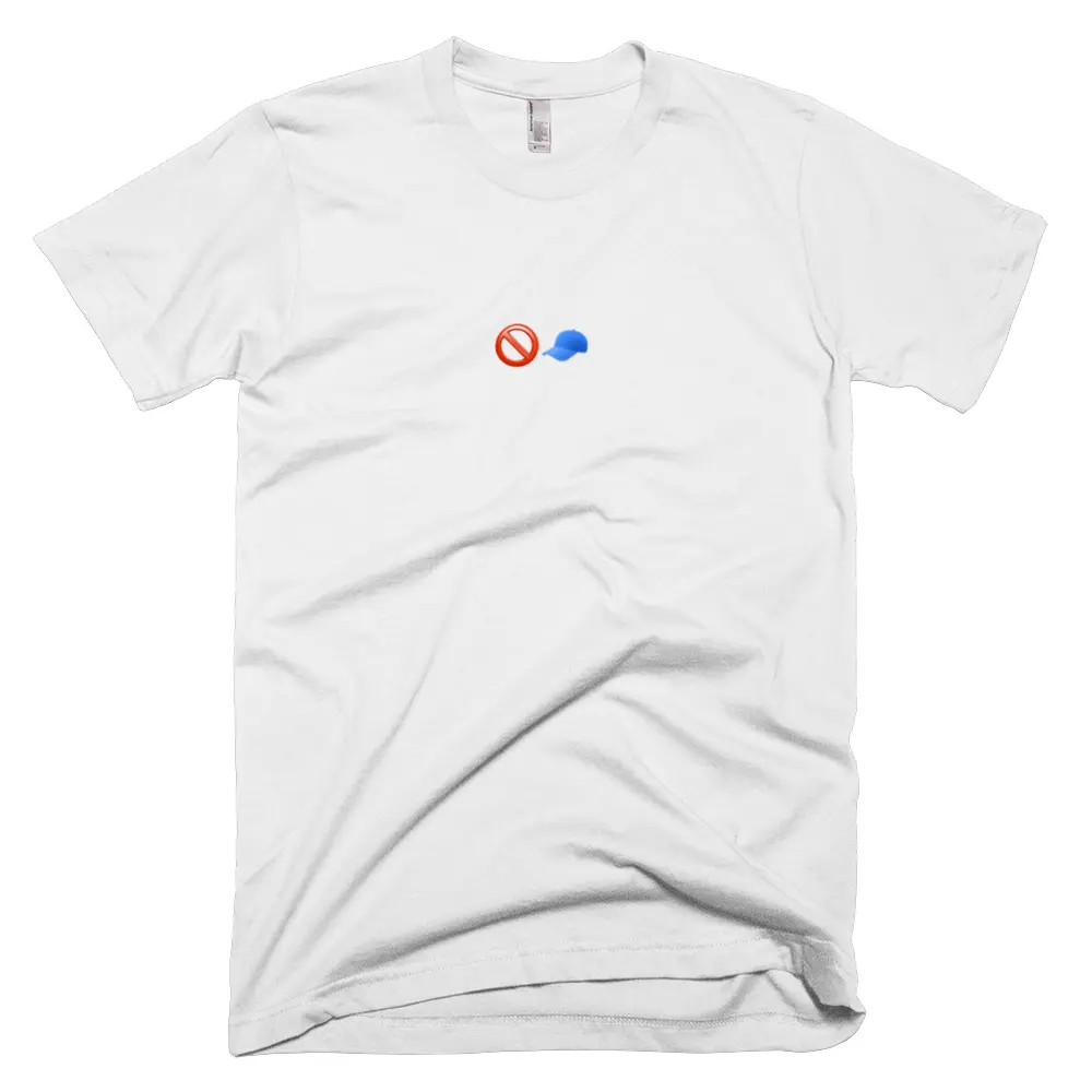 T-shirt with '🚫🧢' text on the front