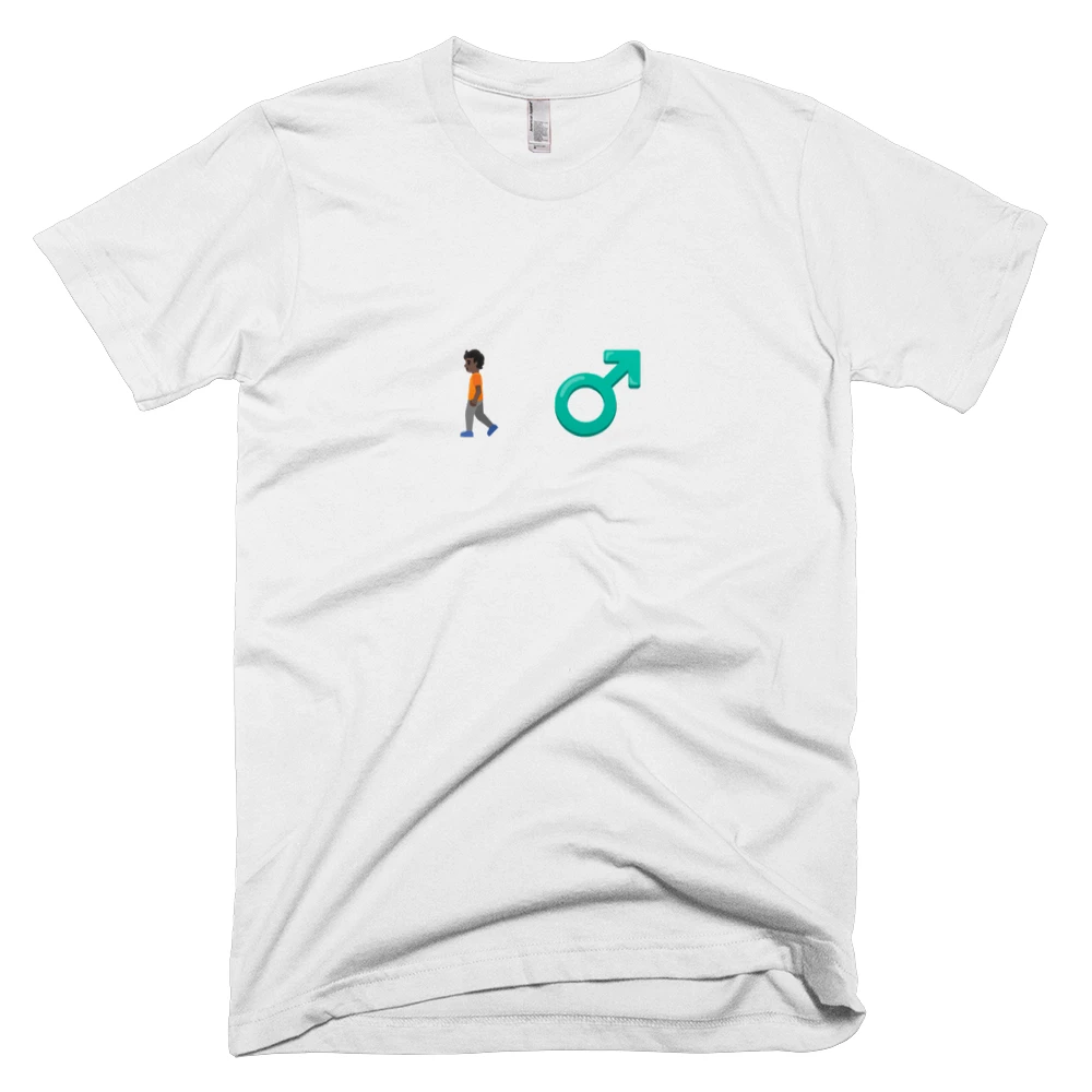 T-shirt with '🚶🏿 ♂️' text on the front